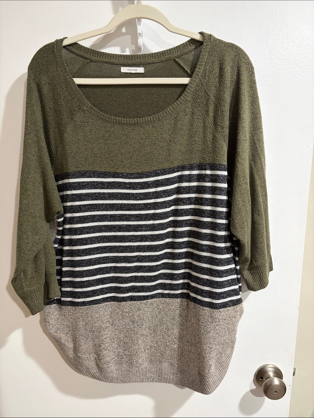 Olive & Striped Cozy Knit Sweater